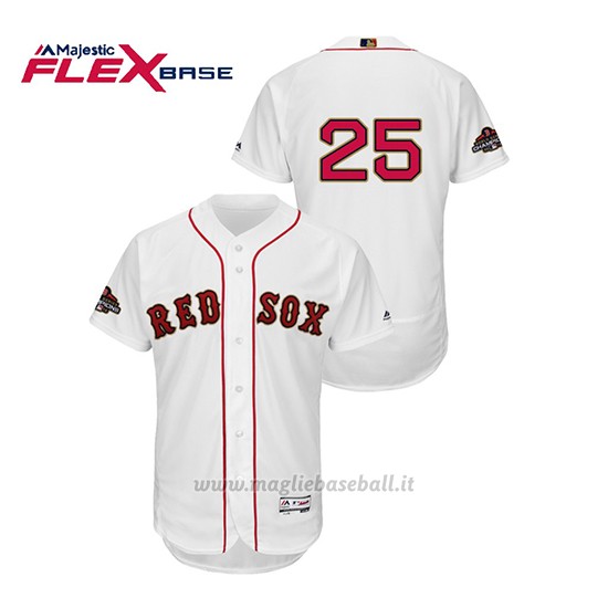 Maglia Baseball Uomo Boston Red Sox Steve Pearce 2019 Gold Program Flex Base Bianco